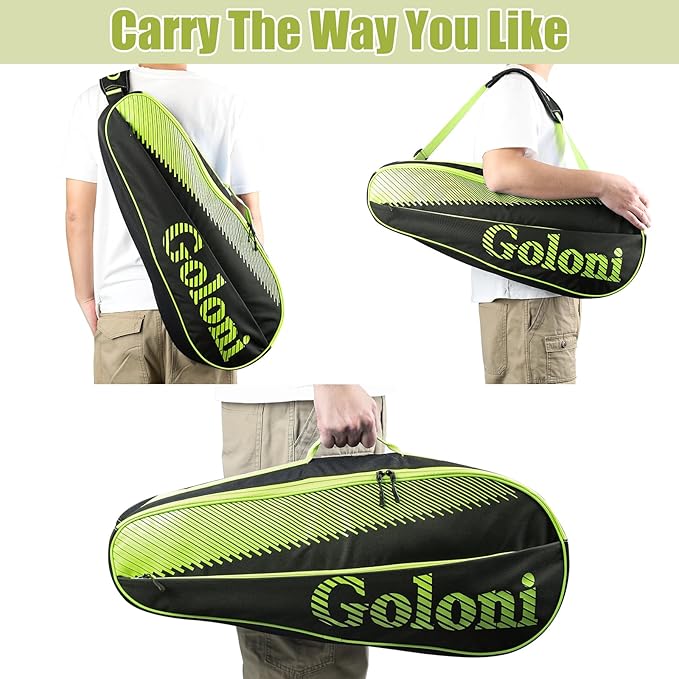 Goloni | 3 Racquet Tennis Bag, for Professional or Beginner Tennis Players, Rackets Cover Bag with Protective Pad & Lightweight | Unisex Design for Men, Women, Youth and Adults