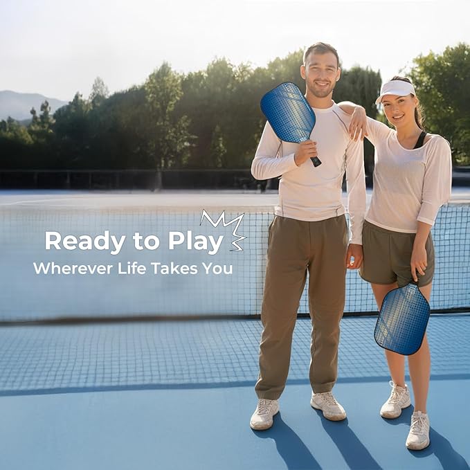 Carbon Fiber Pickleball Paddles Set of 2 – Lightweight Pickleball Paddle Rackets 2 Pack with 4 Pickleball Balls & Bag | Durable Pickleballs Starter Set Kit | Pickle Ball Paddles for Men, Women & Kids