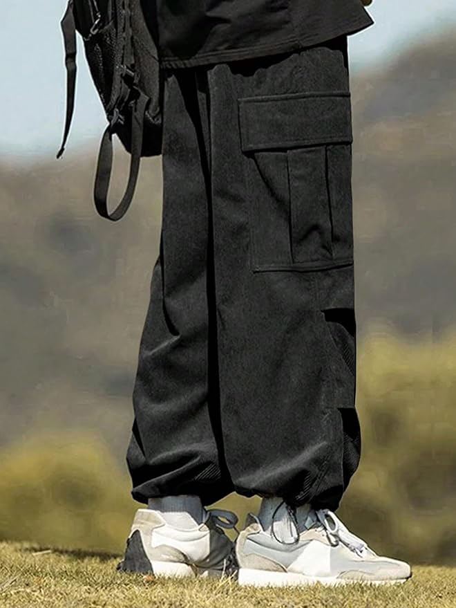 ZAFUL Men's Parachute Pants Casual Baggy Cargo Drawstring Trouser