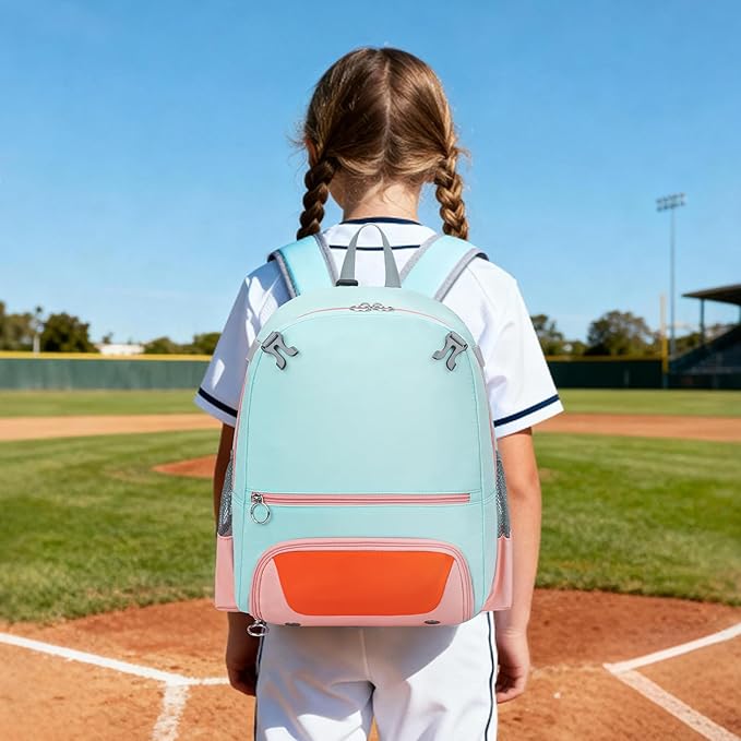 2025 Youth Baseball & Softball Bag | Ultra-Light Tball Backpack with Shoe Compartment & Helmet Holder | Skin-Soft Fabric