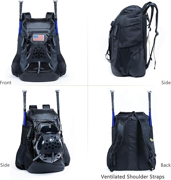 | Baseball Bag Softball Bat Bag, Double-layer Baseball Backpack Adult with Gear Klip To Hold Baseball Glove, Baseball Essential Gear, Youth Baseball Bag for Boys, Girls, Baseball Accessories