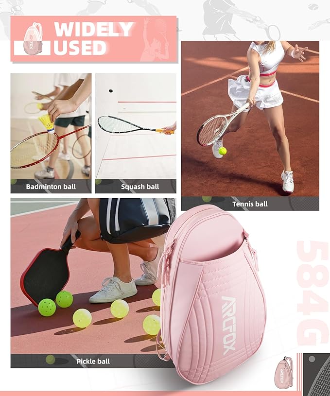 ARCFOX Tennis Racket Bag 2-in-1 Large Capacity Tennis Racket Backpack for Women and Men, Water-Resistant Lightweight Tennis Crossbody Bag for Pickleball Paddles, Badminton Squash Racquet