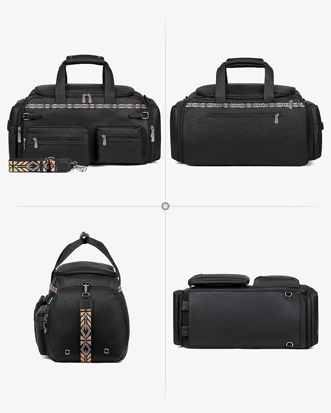 FADEON Duffle Bag for Women, Large Convertible Carry on Overnight Backpack, Designer Leather Mens Weekend Bags for Travel