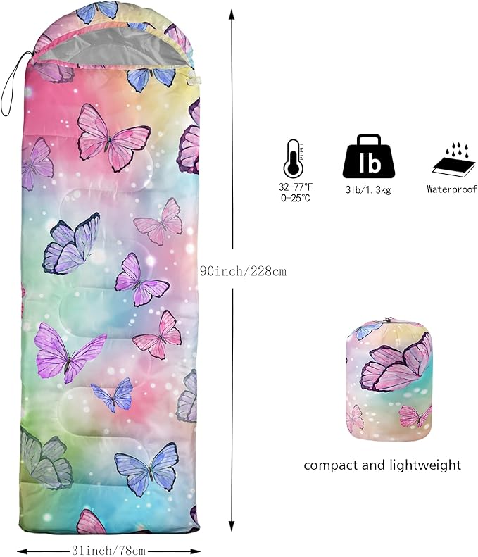 QOOMO Camping Sleeping Bags,3 Season Warm & Cool Weather,Lightweight,Waterproof Sleeping Bags for Adults & Kids,Traveling,and Outdoors,Camping Gear Equipment