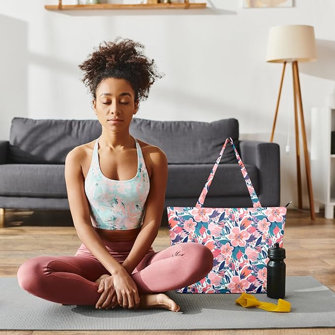 Adalore Women's Yoga Bag with Yoga Mat Carrier - Large Mat Pocket Fitness Tote for Pilates, Gym, Travel, Office & Beach