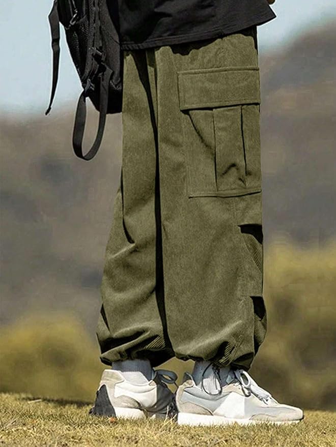 ZAFUL Men's Parachute Pants Casual Baggy Cargo Drawstring Trouser