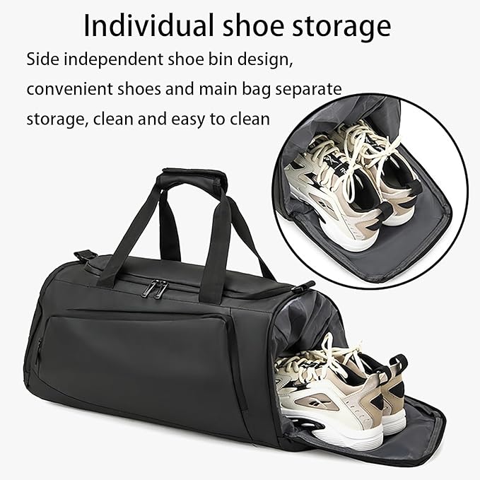 3 In 1 Gym Backpack With Shoes Compartment,55L Large Capacity Weekender Daypack,Waterproof Luggage Bag,Lightweight Travel Duffels Sports Handbag,All Purpose Workout Bag(Gray)