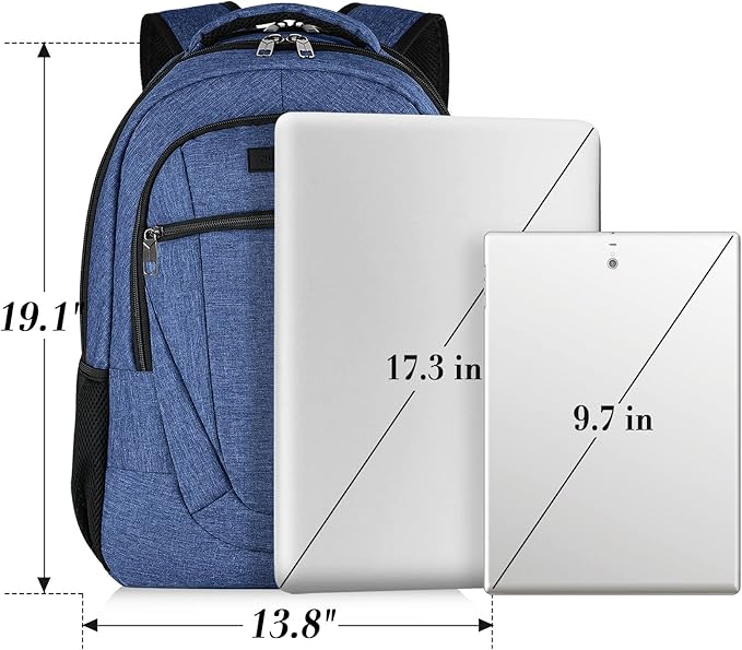 Backpack for Women and Men, Extra Large School Backpacks for Teens, Water Resistant Back Pack with USB Charging Port Fits 17 Inch Laptop, Business Anti Theft Sturdy Computer Bag Gifts, Blue