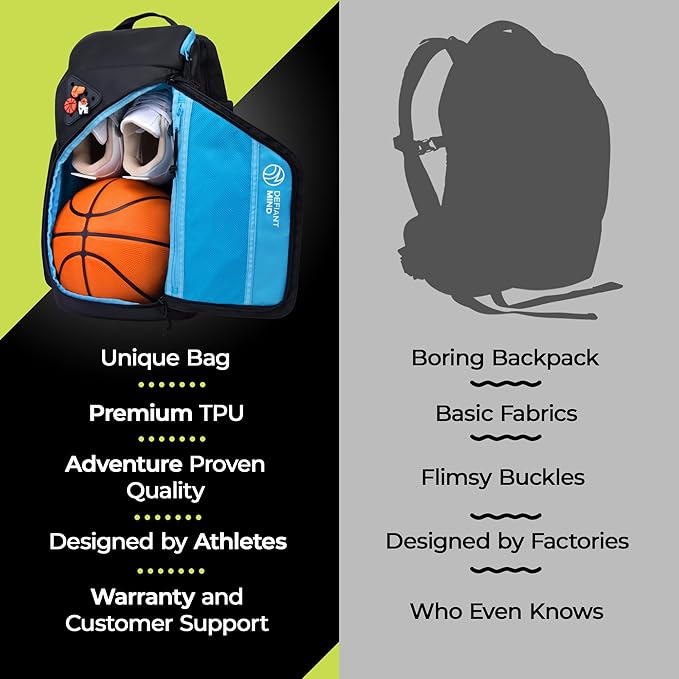 DefiantMind Large Premium Basketball Bag, Backpack, For Elite Youth, Boys, Girls, For Shoes or Cleats, Water Bottles, School, also great for Volleyball, Soccer