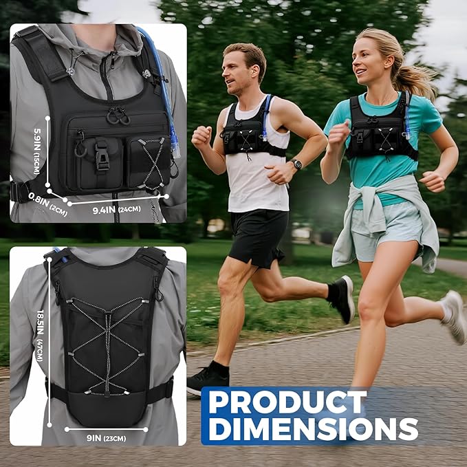 Criuage USA Original Patent Running Hydration Vest Backpack, Lightweight Chest Pack with 2.0L Water Bladder Bag Daypack for Hiking Running Cycling Race Marathon for Women Men