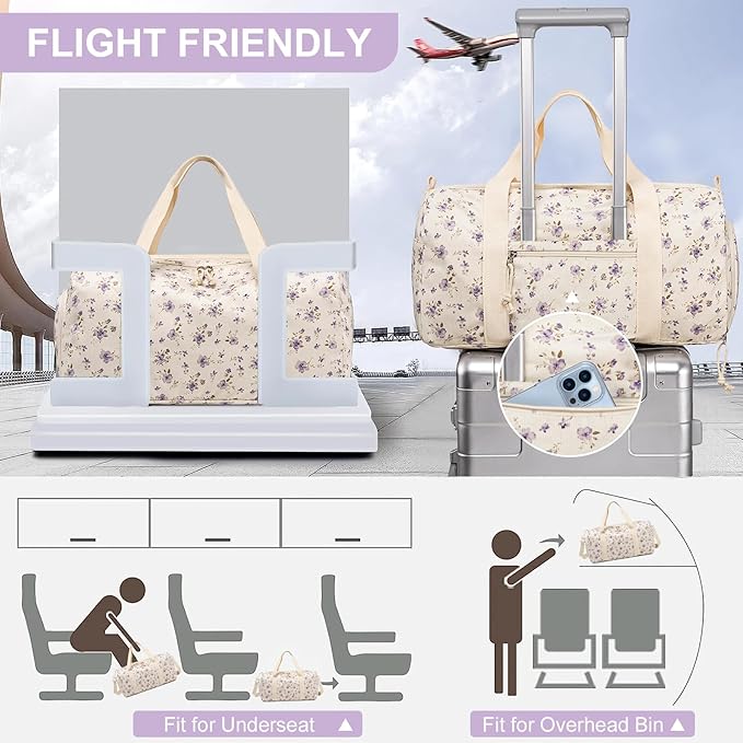 BTOOP Duffle Bag for Gym Sports Women Girls Workout Travel Bag Weekender with Shoe Compartment and Wet Pocket