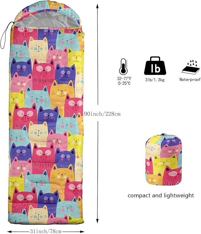 QOOMO Camping Sleeping Bags,3 Season Warm & Cool Weather,Lightweight,Waterproof Sleeping Bags for Adults & Kids,Traveling,and Outdoors,Camping Gear Equipment