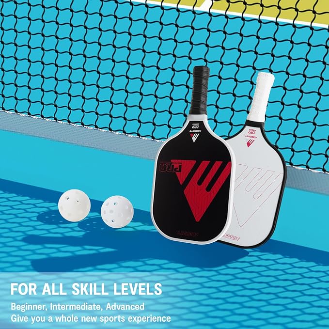 Pickleball Paddles 4 Pack - USAPA Light Graphite Premium Rackets Fiber Face & Polymer Honeycomb Core Pickleball Set with 4 Outdoor Indoor Balls Including Portable Carry Bag