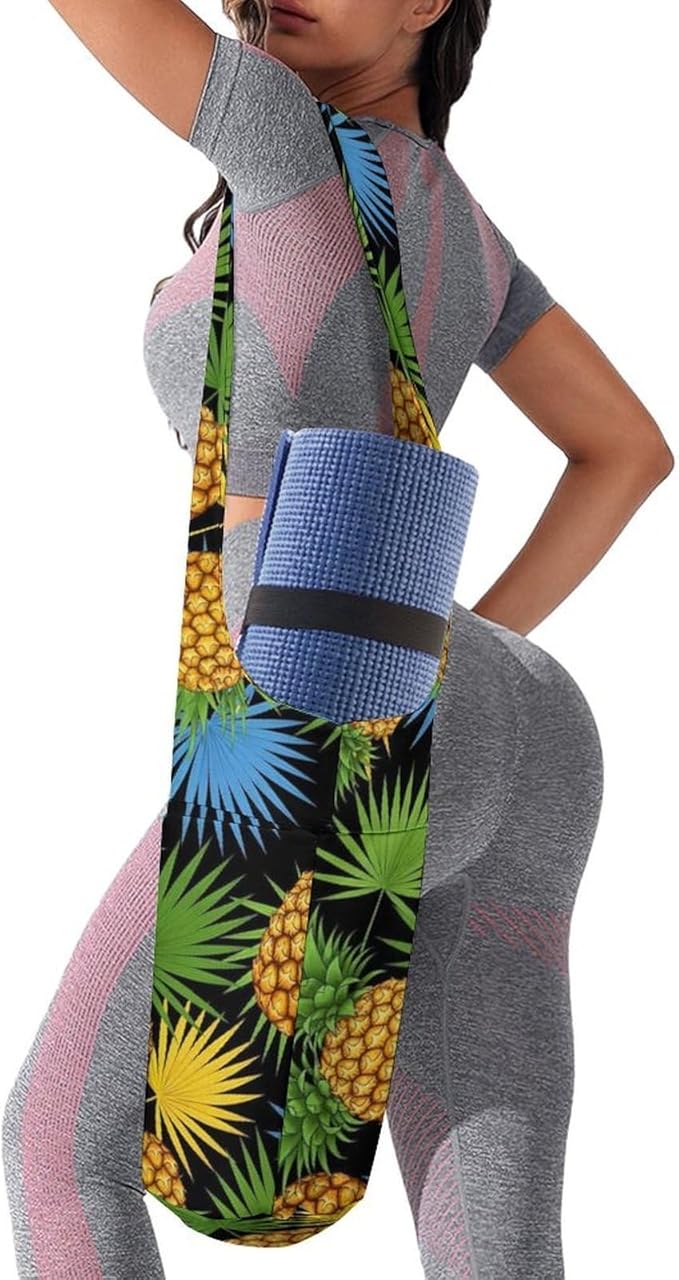 Aiyoolee Single Shoulder Yoga Mat Carrier Bag Portable Spacious with Pocket for Yoga Gym Fitness Travel