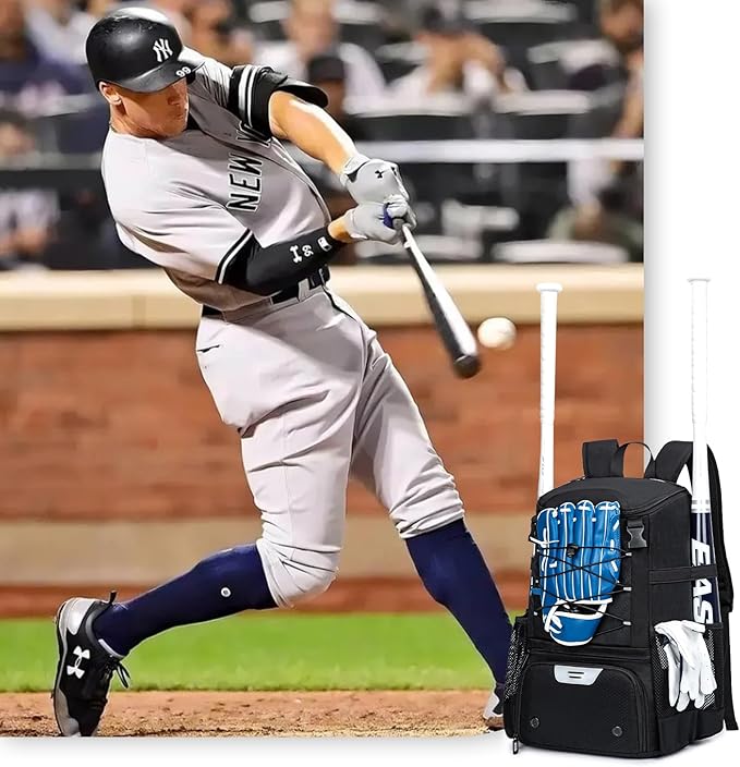 Baseball Bag for Youth and Adult, Softball Backpack 40L Large Capacity, Bat Backpack with Shoes Compartment and Hidden Helmet Holder