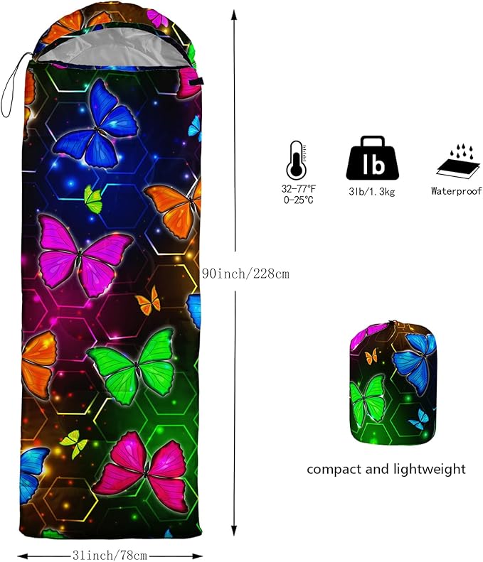 QOOMO Camping Sleeping Bags,3 Season Warm & Cool Weather,Lightweight,Waterproof Sleeping Bags for Adults & Kids,Traveling,and Outdoors,Camping Gear Equipment