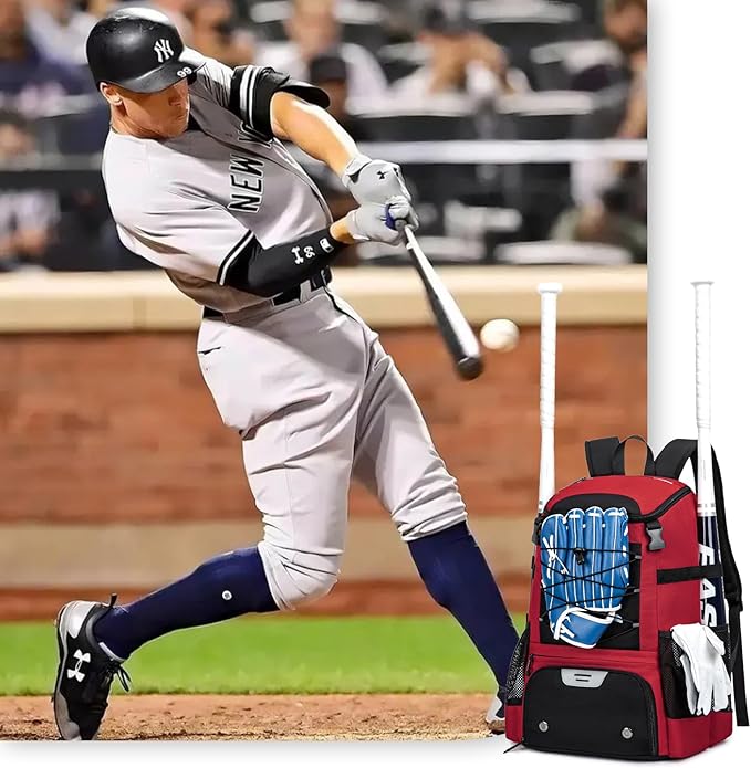Baseball Bag for Youth and Adult, Softball Backpack 40L Large Capacity, Bat Backpack with Shoes Compartment and Hidden Helmet Holder