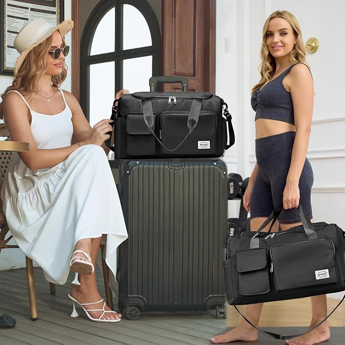 NPBAG Women Travel Duffel, Multi Functional Large Expandable Weekender Carry-on Tote, Gym Workout Overnight Bag, Mommy Hospital Bag for Labor and Delivery