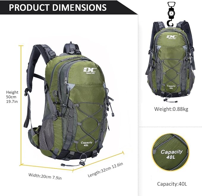 Diamond Candy Waterproof Hiking Backpack for Men and Women, Lightweight Day Pack for Travel Camping | Waterproof, Lightweight, for Travel Camping