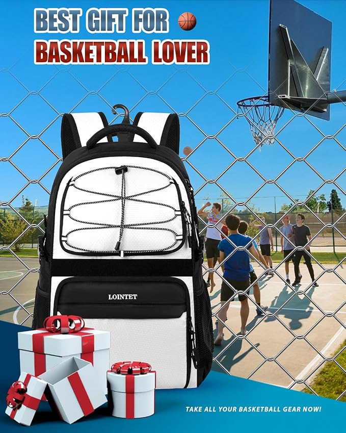 Basketball Bag Backpack with Ball Holder Shoes Compartment, Large Basketball Accessories Sports Bag