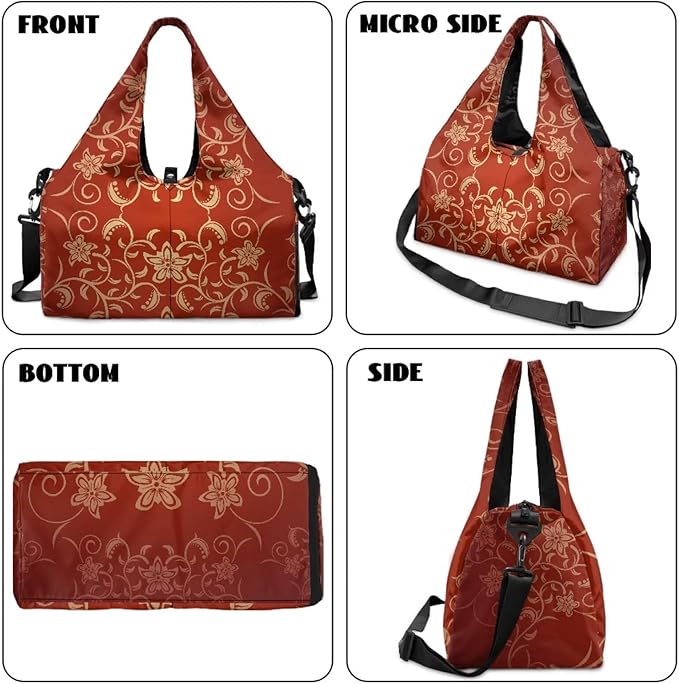 ZCFYGDX Yoga Gym Bag with Removable Adjustable Shoulder Strap, Shoe Compartment & Top Yoga Mat Holder 17.72x8.66x9.84in