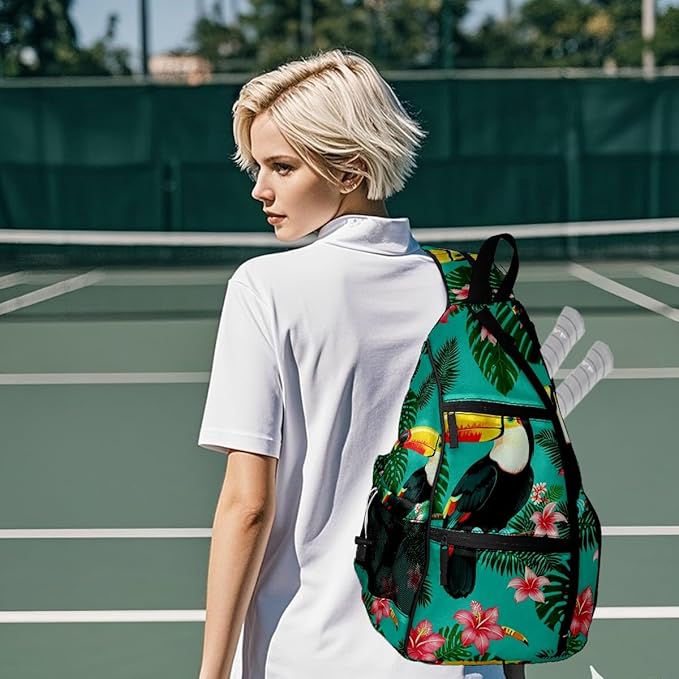 Pickleball Bag Toucan Emerald Green Pickle Ball Backpack for Women Men Premium Lightweight Crossbody Sling Bag Sports Backpack for Pickleball Paddle Tennis