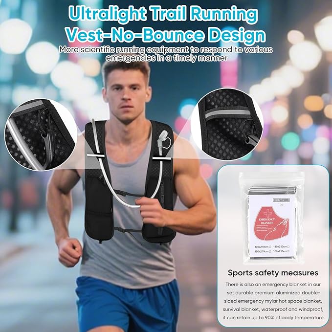 DMHDV Running Vest for Women&Men,Hydration Backpack 5L Water Backpack with 2L Water Bladder,Ultra-Lightweight Hydration Vest Adjustable Breathable Mesh Gear for Hiking,Trail,Running,Cycling,Marathon