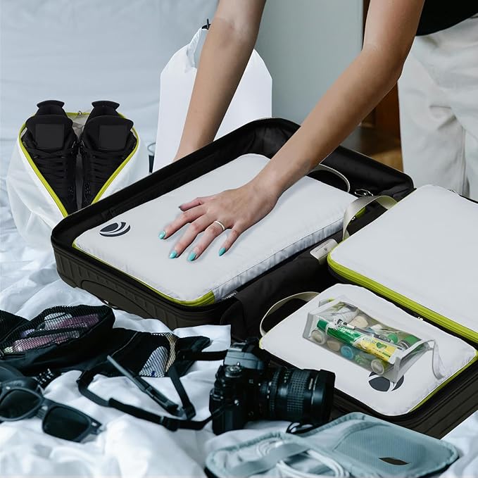 Cipway Compression Packing Cubes, Lightweight Travel Luggage Organizers with Shoe Bag, Toiletry Bag & Laundry Bag, Travel Essentials for Carry on Suitcase (8 Piece,White)