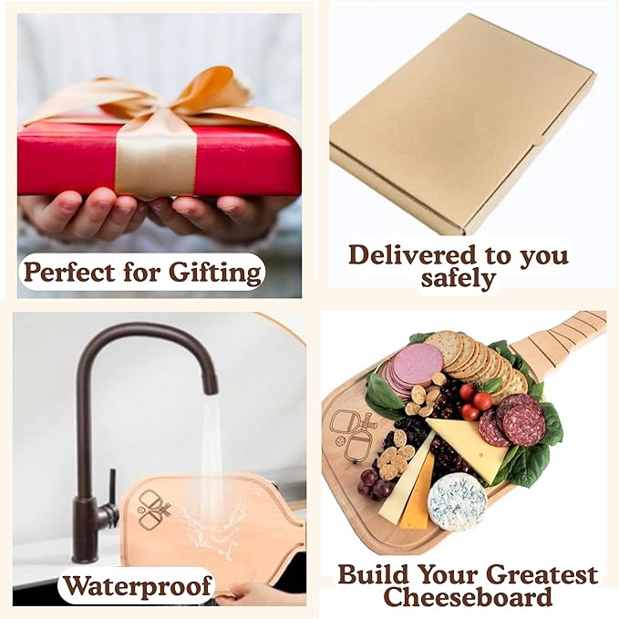 3pcs, Set of Pickleball Charcuterie & Cutting Board with 2 Drink Coasters - Funny Pickleball Christmas - Gifts for Women & Men, Unique Pickle ball Gift Ideas, Stocking Stuffers for Players & Lovers,