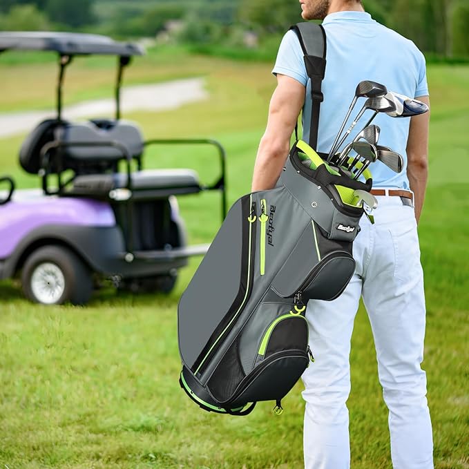 Cart Golf Bag 15 Way Organizer Divider Top Golf Club Bags Lightweight Golf Cart Bags for Men Women with Cooler, Rain Cover