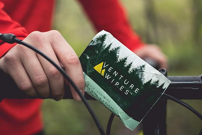 Venture Wipes Tea Tree Oil Body Wipes - Adventure Wipes for Adults - Biodegradable Cleansing With Aloe and Vitamin E - Camping Essentials - Individually Wrapped - 25 Count Bag