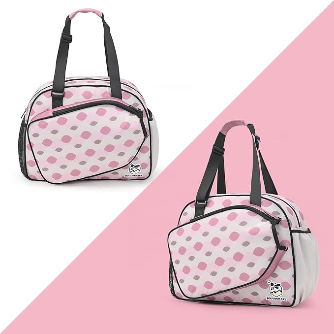 Boulder Bee Pickleball Bags, Premium Pickleball Tote Bag for Girls, Women’s Hand/Shoulder Gym Bag w Water Bottle Holder, with Pickleball Racquet/Paddle Holder