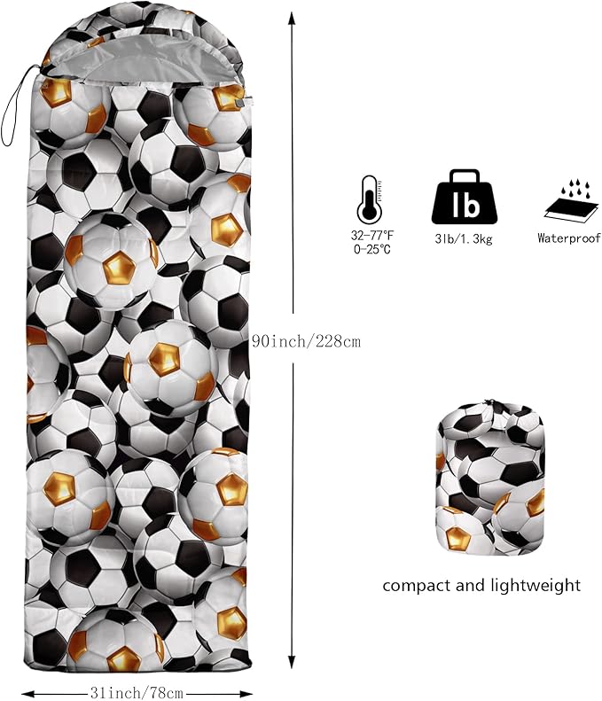 QOOMO Camping Sleeping Bags,3 Season Warm & Cool Weather,Lightweight,Waterproof Sleeping Bags for Adults & Kids,Traveling,and Outdoors,Camping Gear Equipment