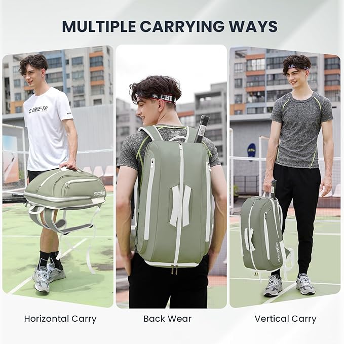 Tennis Racket Bag Pickleball Padel Backpack With Shoe Compartment, Laptop Sleeve,Fence Hook,Ball Sleeve