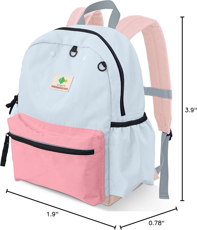 atgark Kids Backpack, 1.0L, Cotton Candy, Kindergarten Elementary School, Lightweight, Soft Shell, Zipper, Unisex, Little Kid, Nylon, 13"H Fit A4 Folder, Adjustable Straps