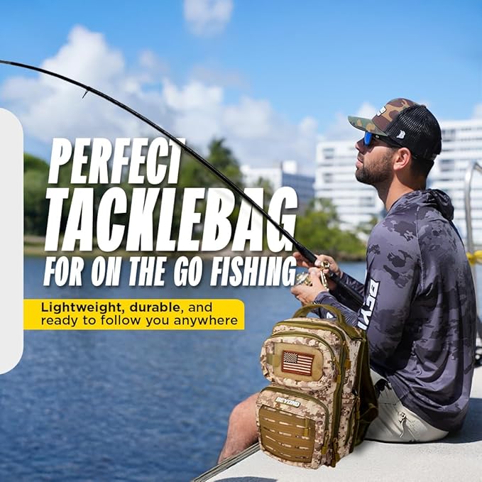 Beyond Fishing Tackle Backpack- The Voyager Tactical Fishing Storage Bag - Lightweight & Compact Bag For Fishing