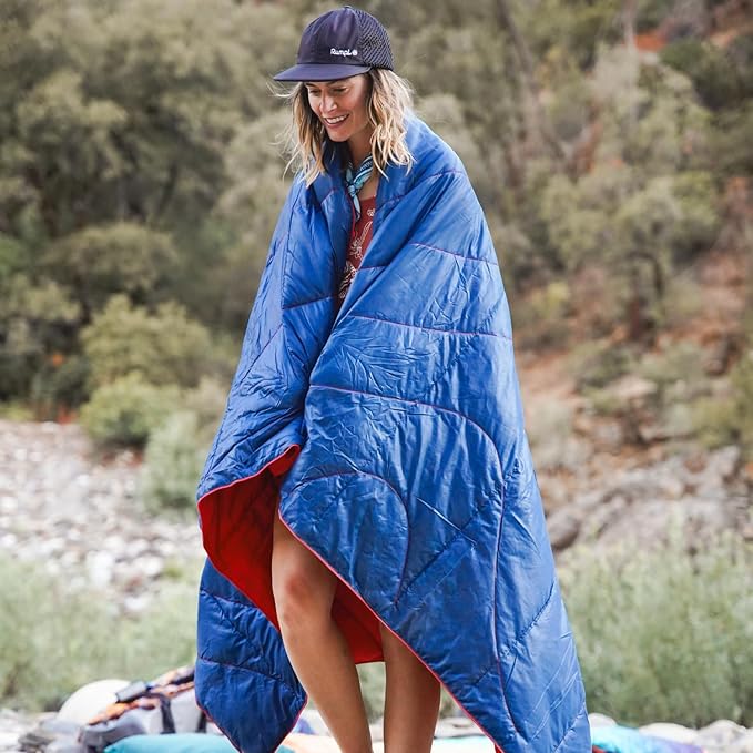 Rumpl Backcountry Puffy Blanket - Packing Comfort Into Uncomfortable Places, 100% Recycled Polyester Insulation, Lightweight, Packable, Water Resistant, 52" x 75", Sea Moss
