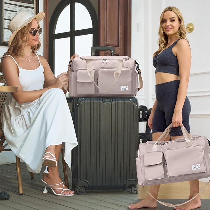 NPBAG Women Travel Duffel, Multi Functional Large Expandable Weekender Carry-on Tote, Gym Workout Overnight Bag, Mommy Hospital Bag for Labor and Delivery