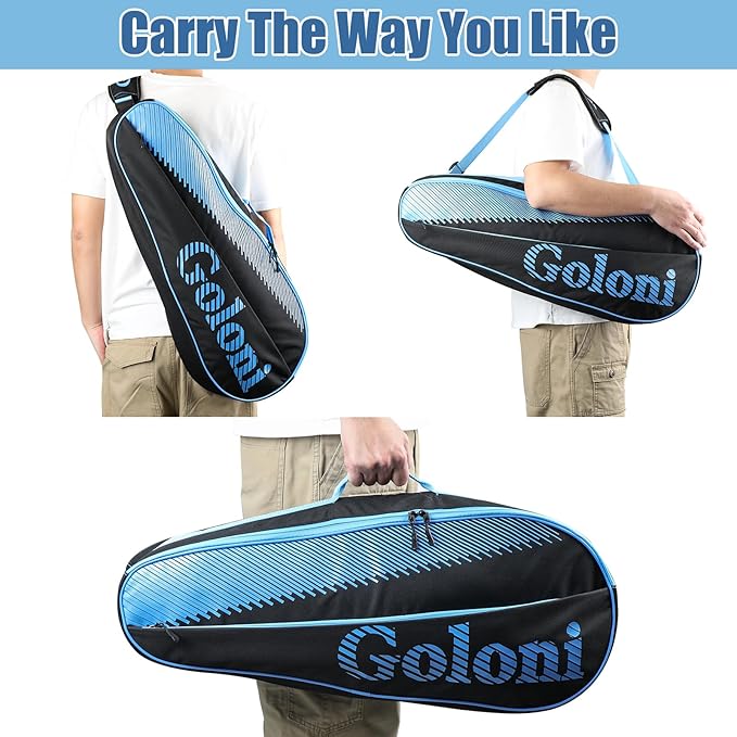 Goloni | 3 Racquet Tennis Bag, for Professional or Beginner Tennis Players, Rackets Cover Bag with Protective Pad & Lightweight | Unisex Design for Men, Women, Youth and Adults