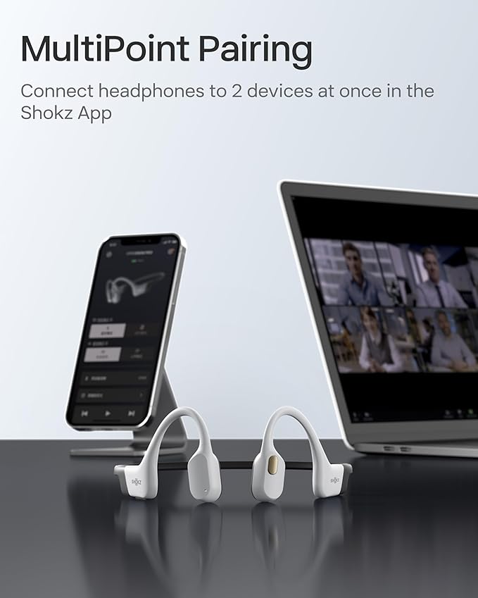 SHOKZ OpenSwim Pro - Open-Ear Bluetooth & MP3 Bone Conduction Sport Headphones, Swimming Headphones, IP68 Waterproof, White