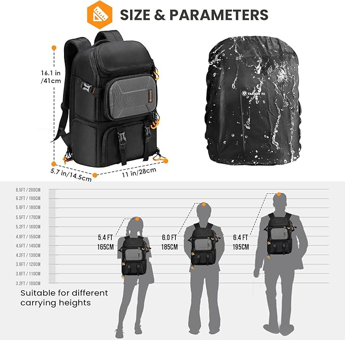 TARION 15L Camera Backpack Large Camera Bag with 15.6" Laptop Compartment & Side Access & Waterproof Raincover Outdoor Photography Hiking Travel Professional DSLR Backpack for Photographers(PBL)