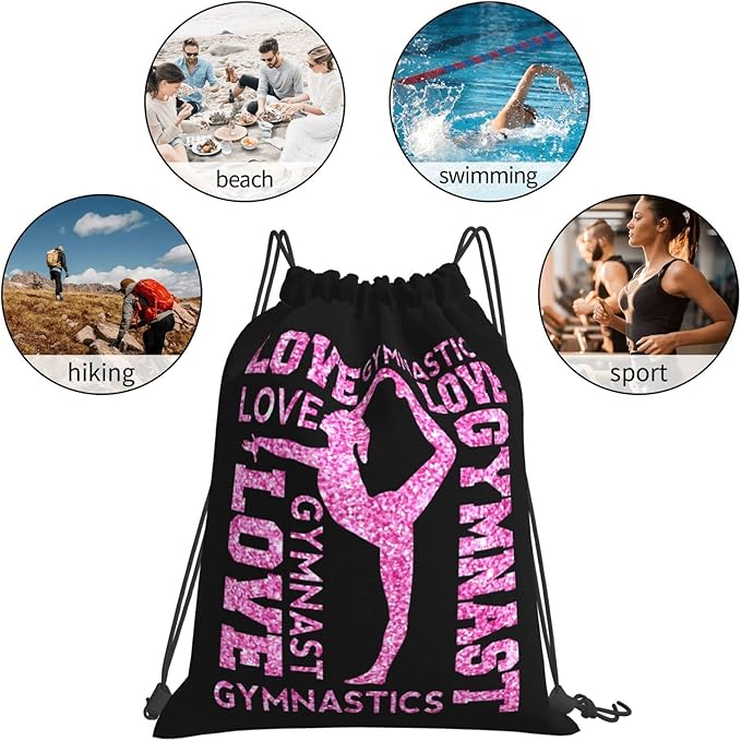 Braytow Gymnastics Drawstring Backpack Gym String Bag Drawstring Sackpack Sport For Womens Mens