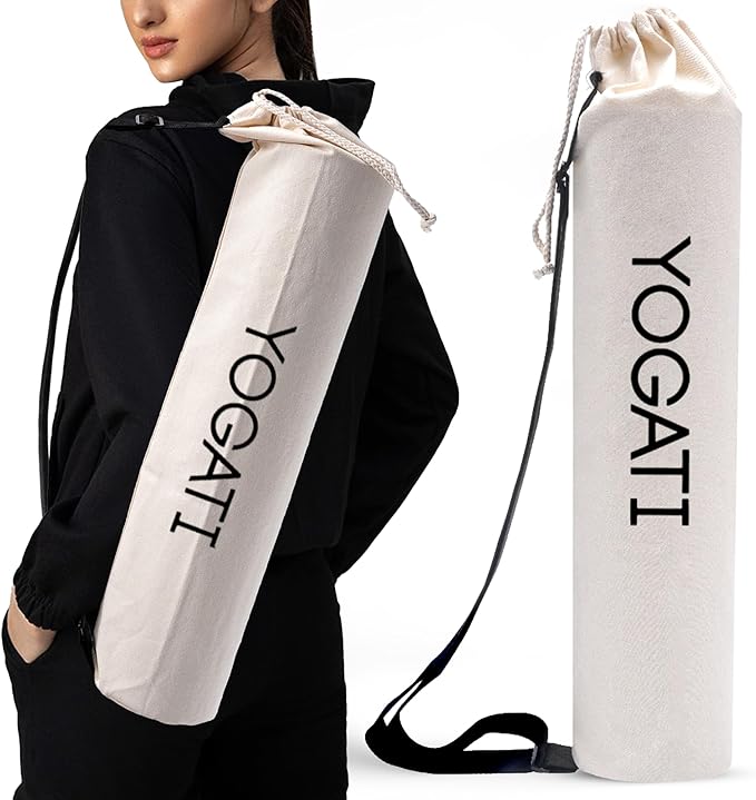YOGATI Cotton Yoga Bag with Adjustable Strap, Yoga Mat Carry Bag, Sports Bag for Men and Women, Yoga Mat Bag