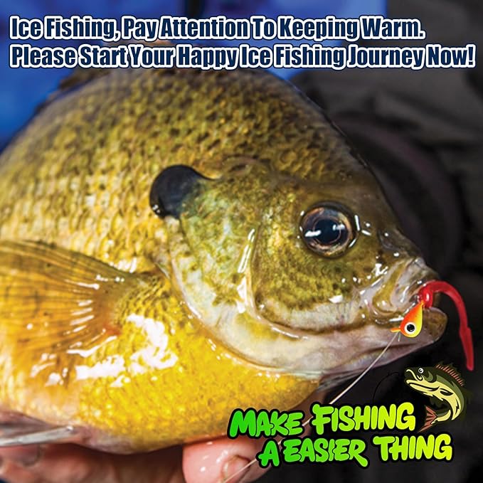 Ice Fishing Jigs Kit with Hard Box, 5 Styles Glow Jig Heads for Crappie, Walleye, Perch, Panfish. 30Pcs Premium Set with 3D Eyes - Portable Ice Fishing Gift & Tackle