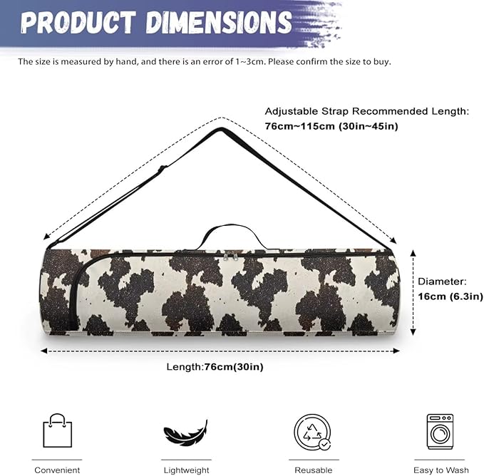 ZCFYGDX Yoga Mat Bag with Adjustable Shoulder Strap and Handle Zipper, 30in Wide x 6.3in Diameter for Yoga Mat Storage