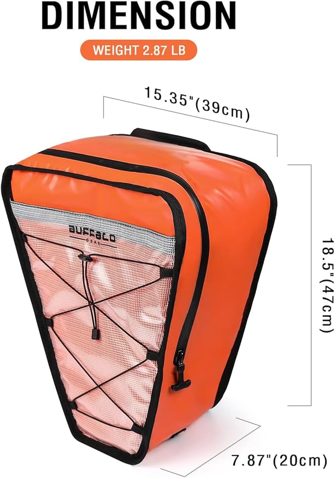 Buffalo Gear Insulated Kayak Cooler 15" x 18" Waterproof Kayak Cooler Bag with Shoulder Straps for Fishing, Kayaking-Keep Your Catch or Drinks Cold All Day