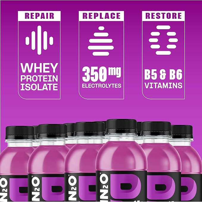 Protein2o Hydration Drink - 2-in-1 Liquid Clear Whey Protein Isolate and Electrolyte Drink - 15g Protein, Vitamins B5, B6 - Post-Workout Recovery - 16.9 Fl Oz - Grape, (Pack of 24)