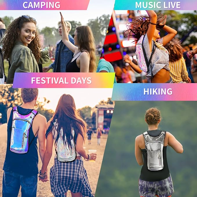 Cofurni Hydration Backpack with 2L Water Bladder, Raves Water Backpack, Lightweight Insulation Hydration Pack for Men and Women, Suitable for Music Festivals, Raves, Hiking, Activities