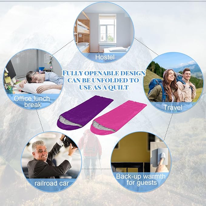 Tudomro 16 Pack Winter Camping Sleeping Bags Bulk for Homeless Adults Cold Weather Lightweight Waterproof Compact Backpacking Sleeping Bag Gifts for Travel Hiking Christmas