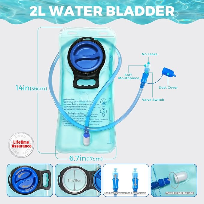 Criuage USA Original Patent Running Hydration Vest Backpack, Lightweight Chest Pack with 2.0L Water Bladder Bag Daypack for Hiking Running Cycling Race Marathon for Women Men